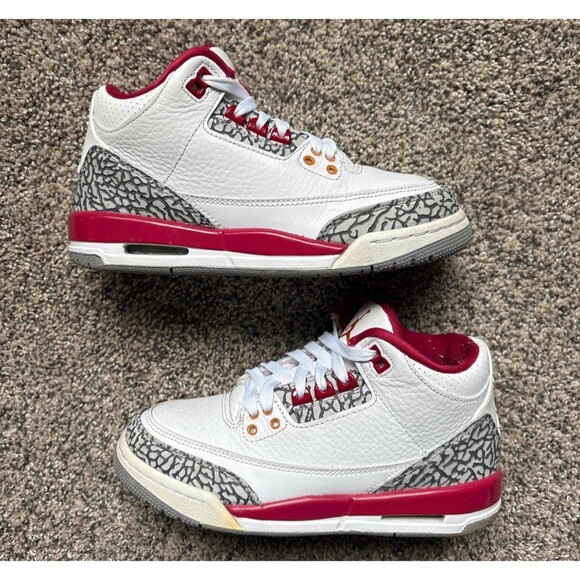 Nike Air Jordan 3 Retro Cardinal Red Size 4 Youth (Size 5.5 Women's) - Picture 1 of 7